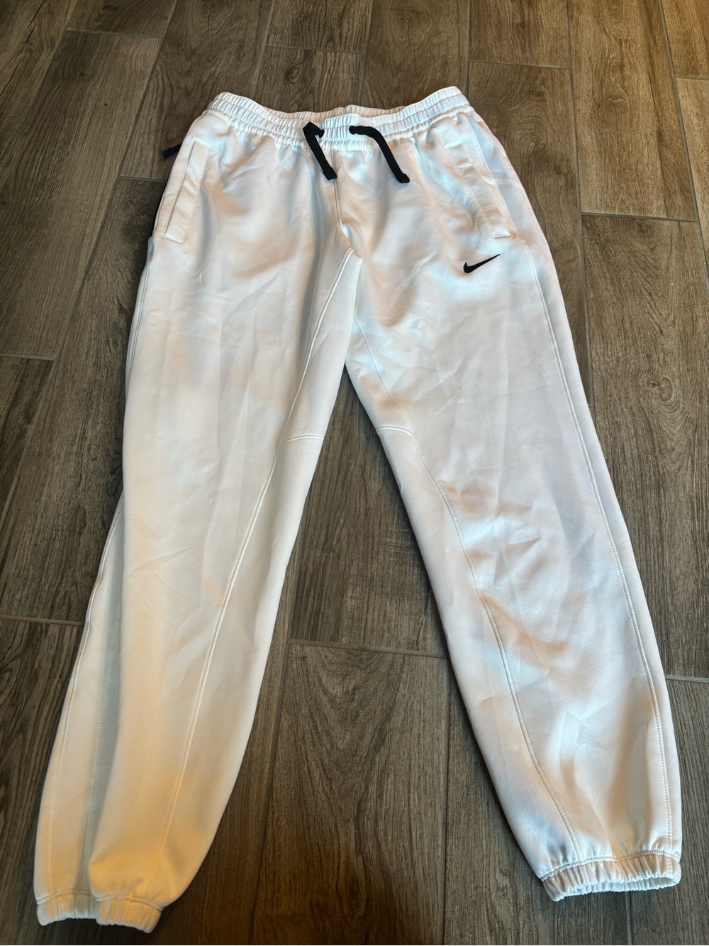 Nike White Men's Jogger Sweatpants with Black Drawcord